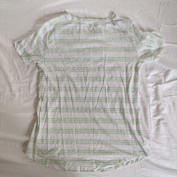J. Crew Mint Green & White Criss Cross Stripes Tee Shirt - Picture 2 of 3